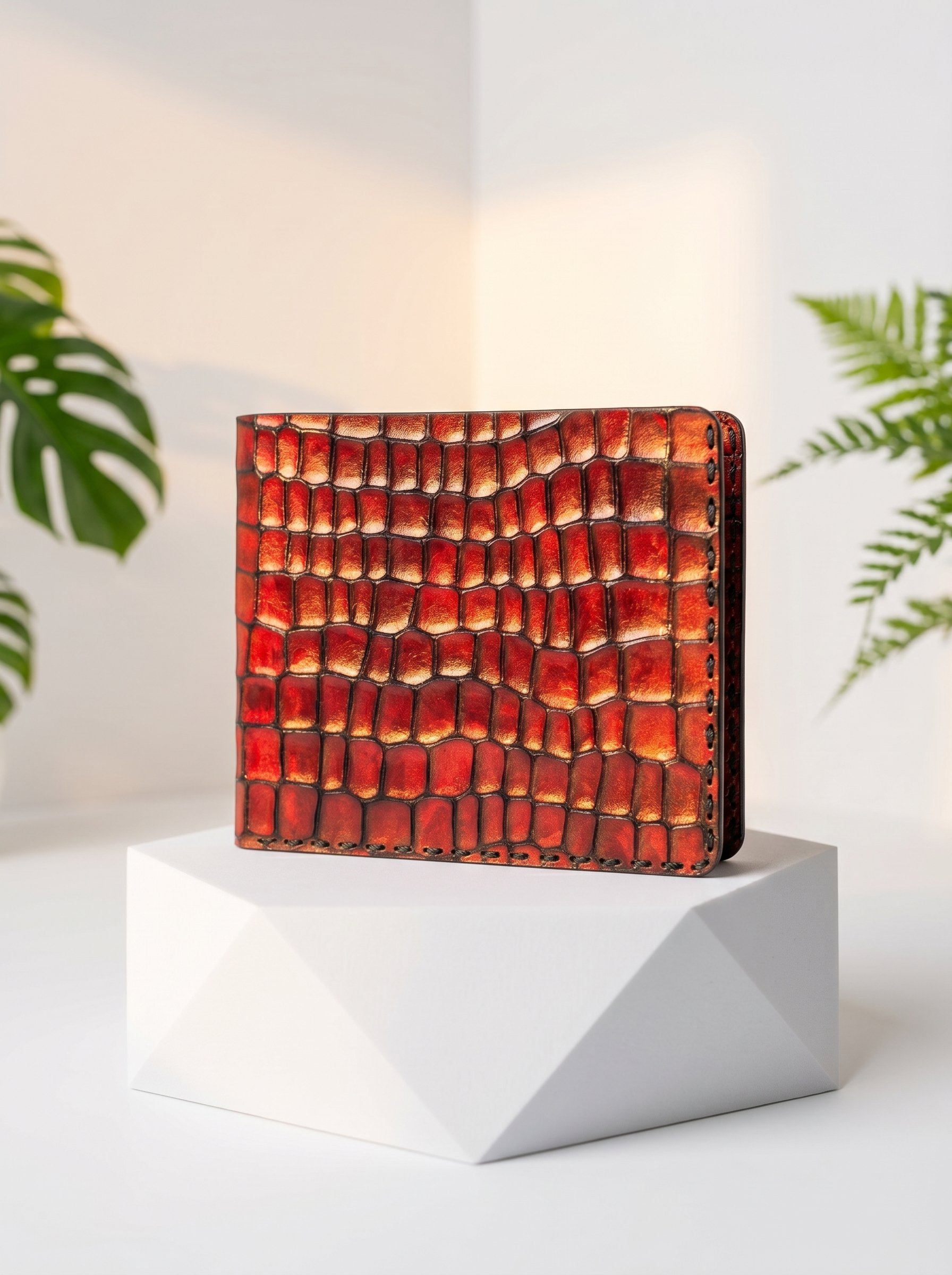 Oxblood Croco Portemonnaie Ansicht 2